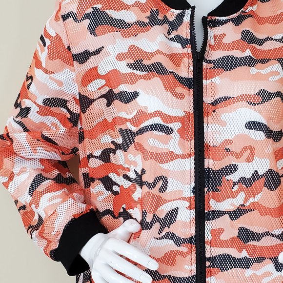 Touch Me Orange Camouflage Mesh Stretch Outerwear SZ 1X - Picture 6 of 8